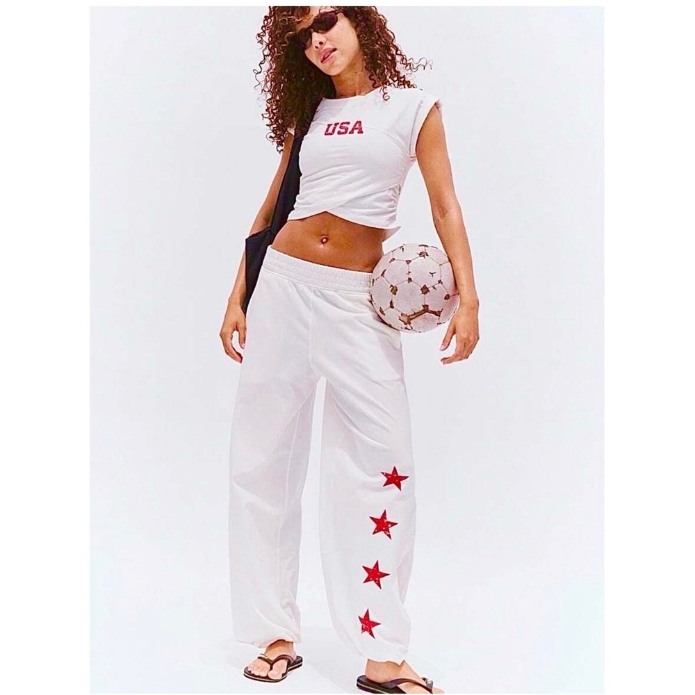 Free People Match Day Hot Shot Crossover Set Medium USA white red blue new nwt